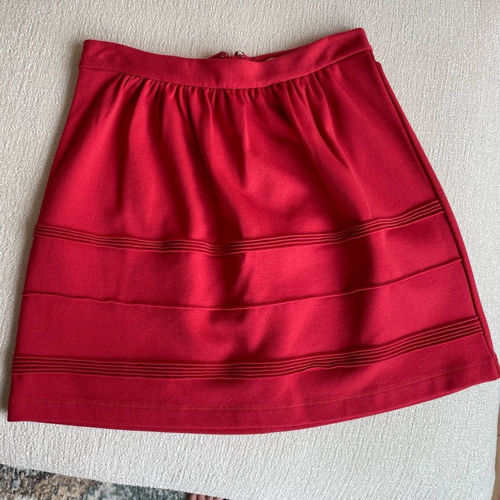 J Crew stretch ponte mini skirt - dark coral, size 00